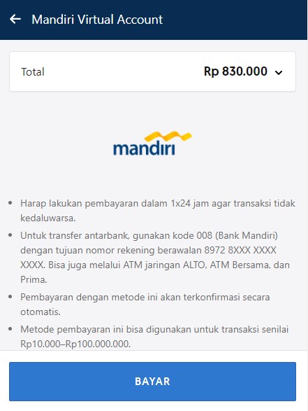 Pilihan Metode Pembayaran Mandiri