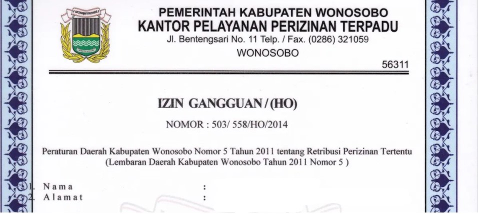 Surat izin gangguan (HO)