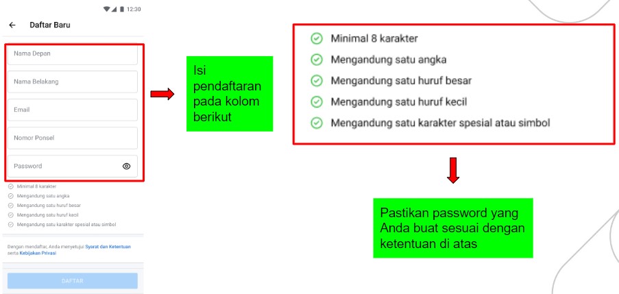 buka toko di bhinneka - buat password