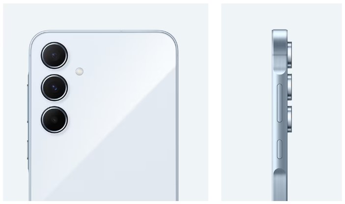 Desain bodi Samsung Galaxy A55 5G warna Iceblue Desain bodi Samsung Galaxy A55 5G warna Iceblue